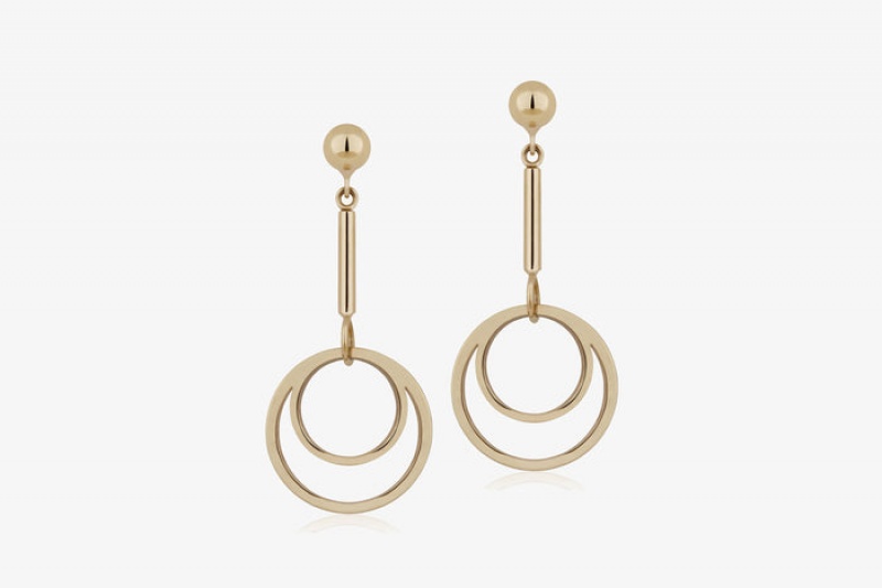 Gold Strathberry Circle Drop Earrings | UK JGCV-30618