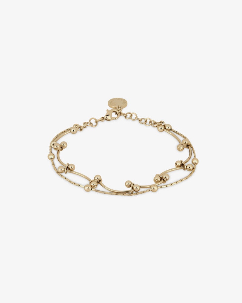 Gold Strathberry Crescent Double Chain Bracelet | UK OELB-89762