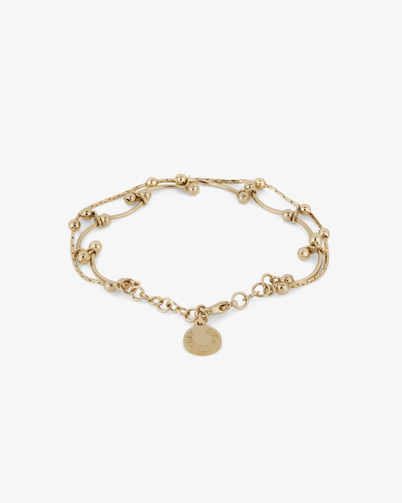 Gold Strathberry Crescent Double Chain Bracelet | UK OELB-89762