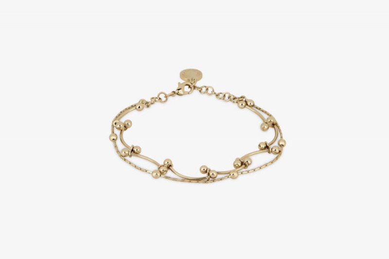 Gold Strathberry Crescent Double Chain Bracelet | UK OELB-89762