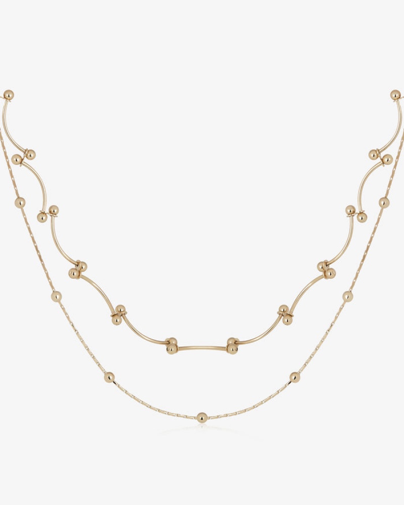 Gold Strathberry Crescent Double Chain Necklace | UK EWHB-87360