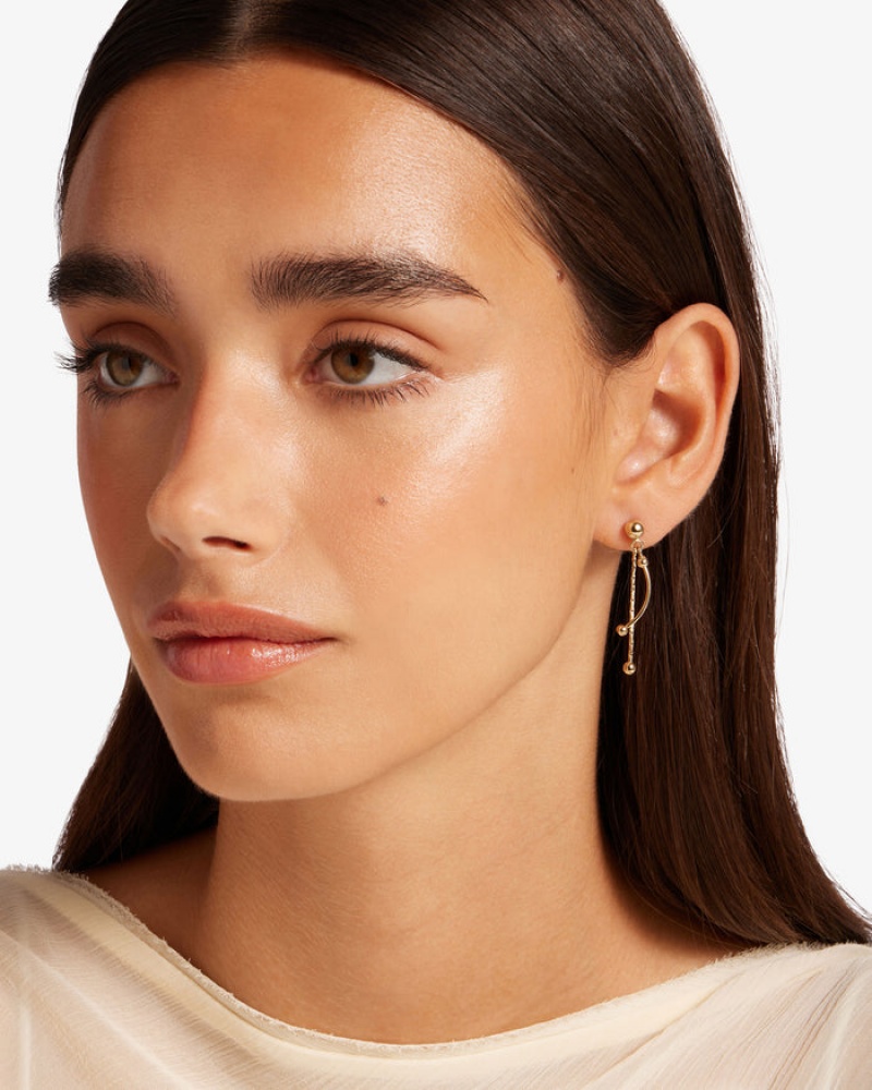 Gold Strathberry Crescent Drop Earrings | UK HOQY-24756