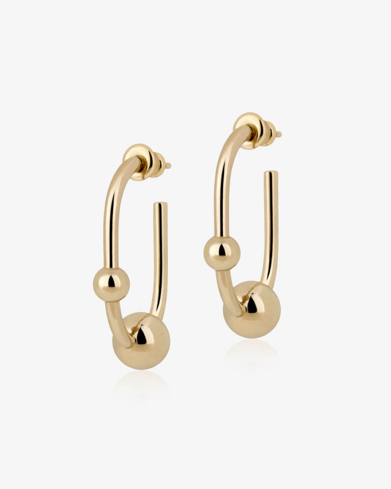 Gold Strathberry Crescent Hoop Earrings | UK OCZB-56041