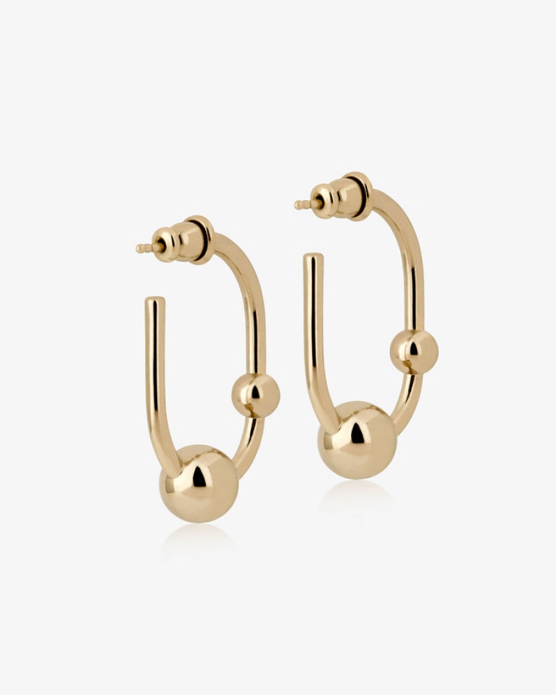 Gold Strathberry Crescent Hoop Earrings | UK OCZB-56041