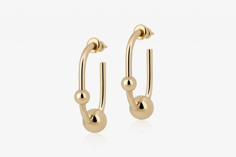 Gold Strathberry Crescent Hoop Earrings | UK OCZB-56041