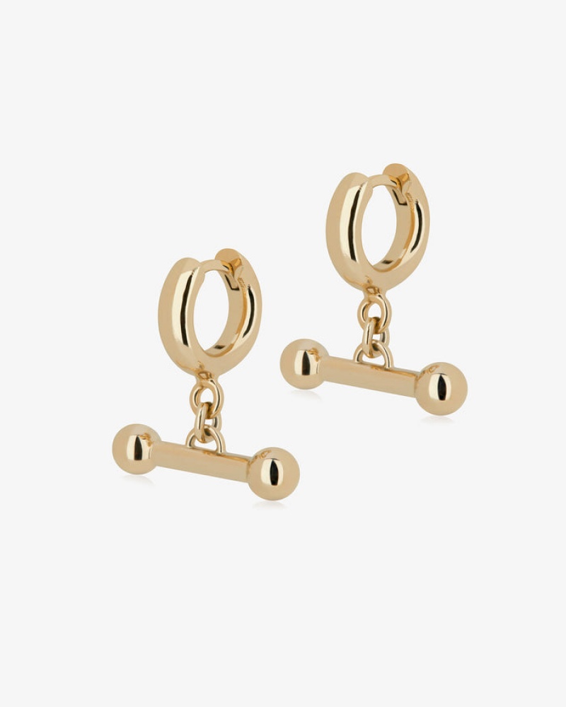 Gold Strathberry Mosaic Huggies Earrings | UK OJCH-06571