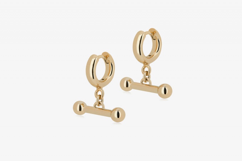 Gold Strathberry Mosaic Huggies Earrings | UK OJCH-06571