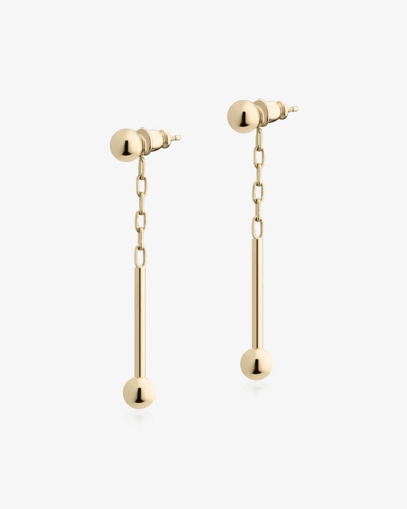 Gold Strathberry Music Bar Drop Earrings | UK MZJP-92548