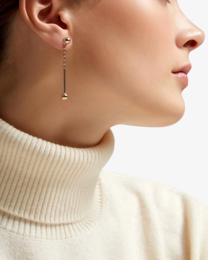 Gold Strathberry Music Bar Drop Earrings | UK MZJP-92548