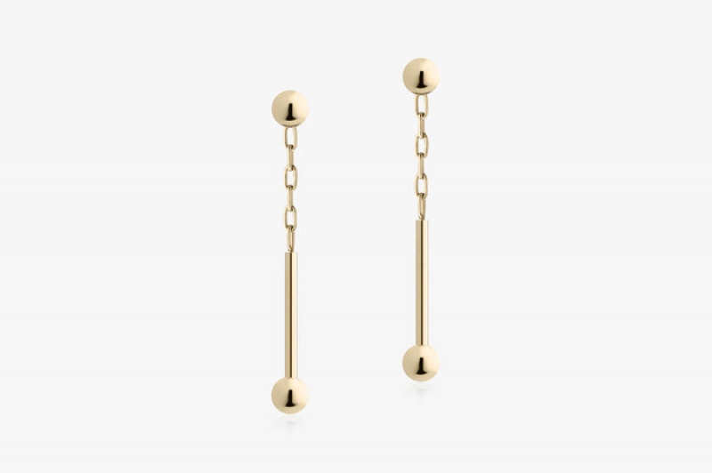 Gold Strathberry Music Bar Drop Earrings | UK MZJP-92548