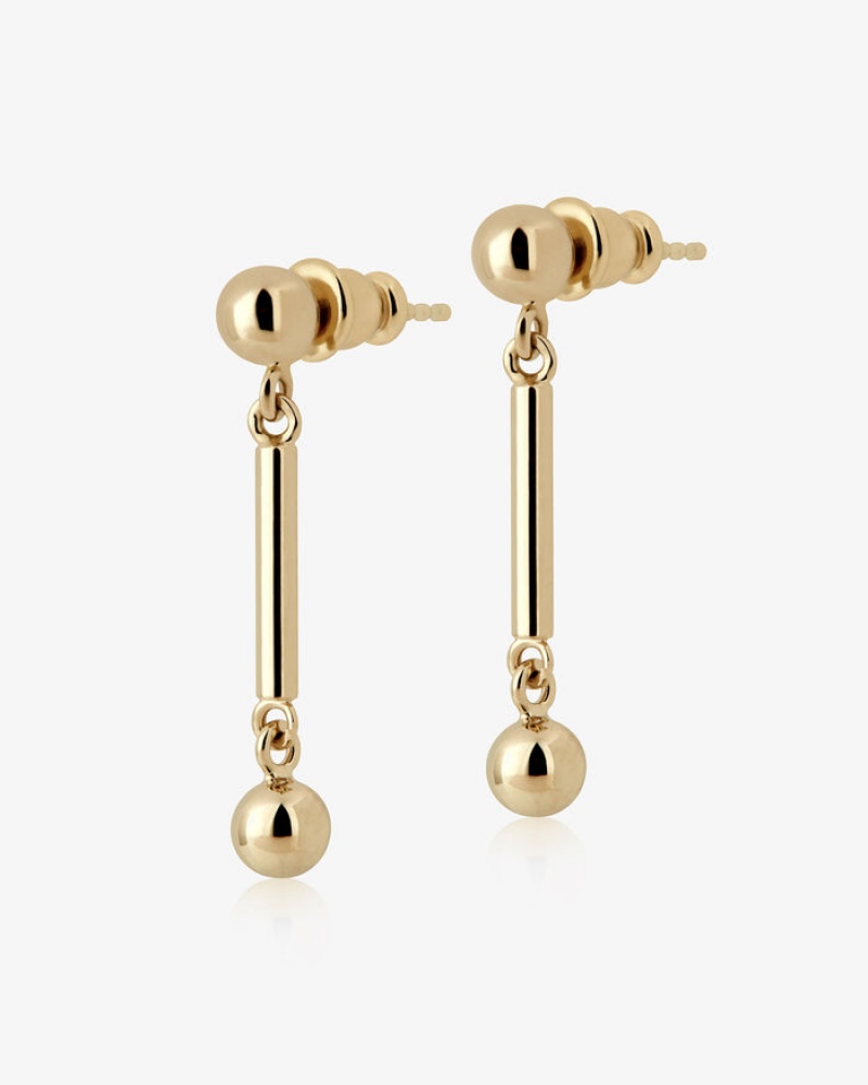 Gold Strathberry Music Bar Earrings | UK IBVK-50219