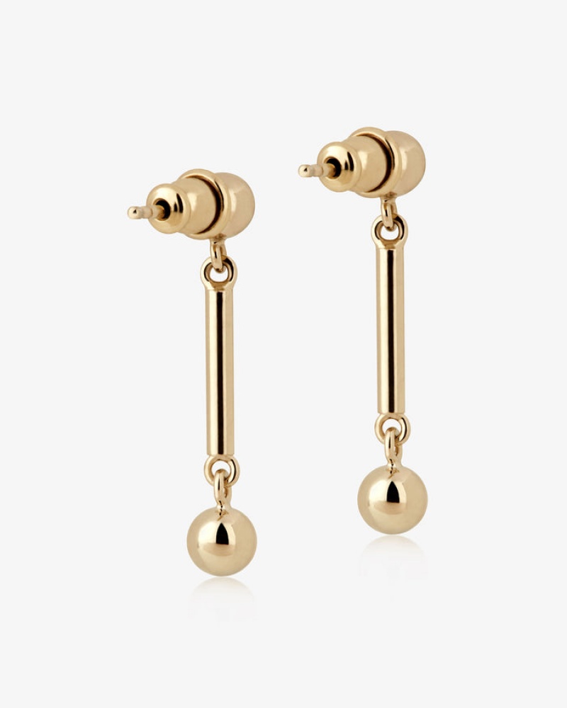 Gold Strathberry Music Bar Earrings | UK IBVK-50219