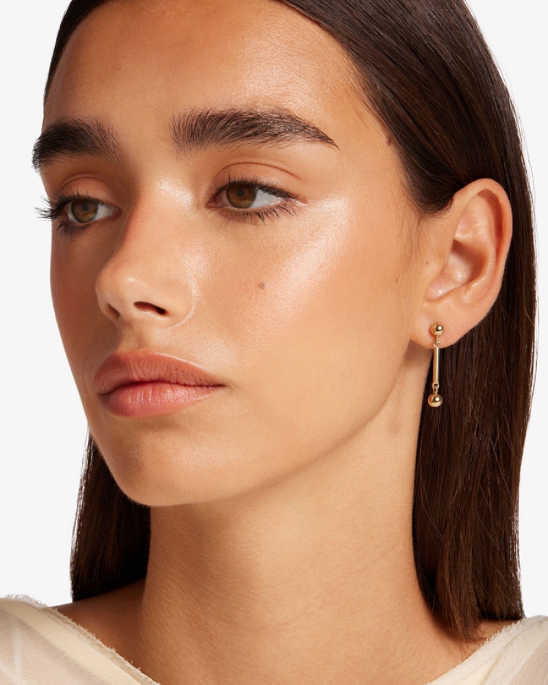 Gold Strathberry Music Bar Earrings | UK IBVK-50219