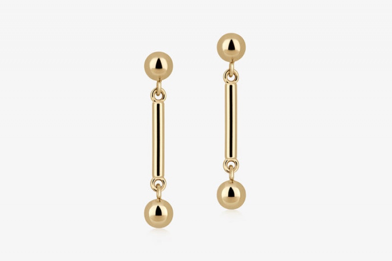 Gold Strathberry Music Bar Earrings | UK IBVK-50219