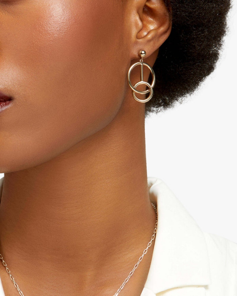 Gold Strathberry Music Bar Hoop Earrings | UK YHFQ-76235