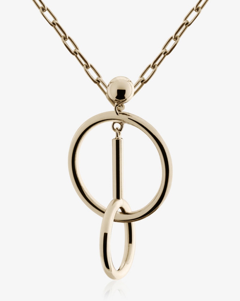 Gold Strathberry Music Bar Hoop Pendant Necklace | UK QOTP-75693