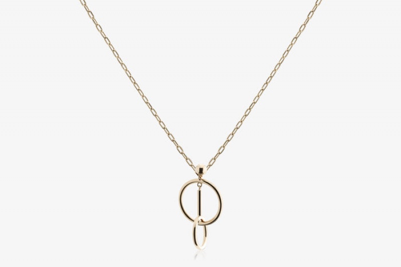 Gold Strathberry Music Bar Hoop Pendant Necklace | UK QOTP-75693