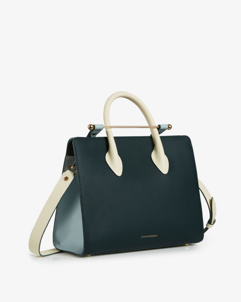 Green Blue Strathberry The Midi Tote Top Handle Bag | UK DCNR-92086