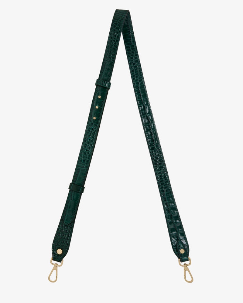 Green Strathberry Adjustable Leather Croc-Embossed Leather Bag Strap | UK ZCGH-16430