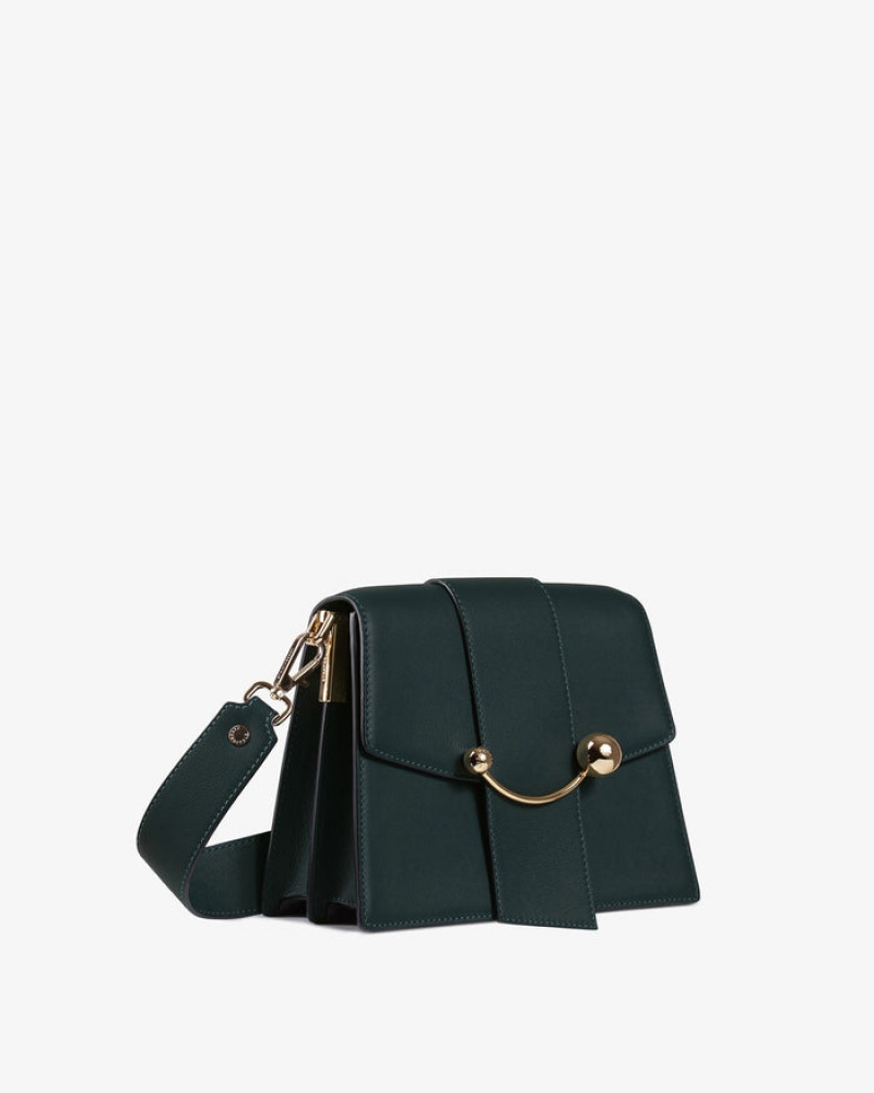 Green Strathberry Box Crescent Crossbody Bag | UK QGCP-72946