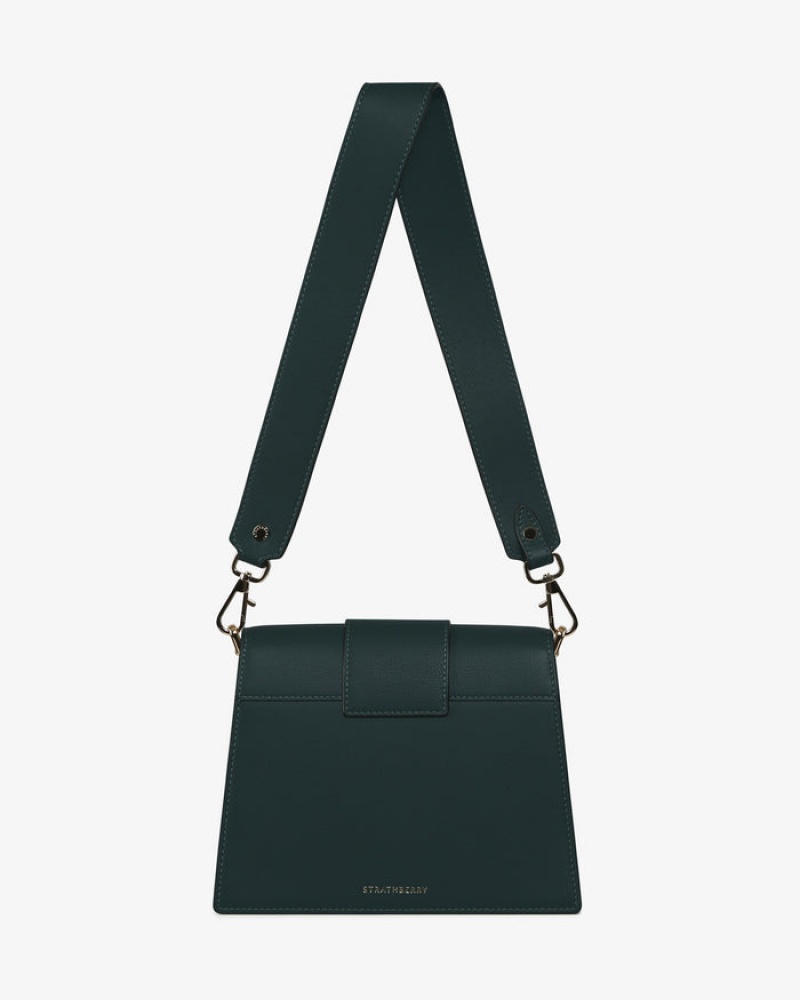 Green Strathberry Box Crescent Crossbody Bag | UK QGCP-72946