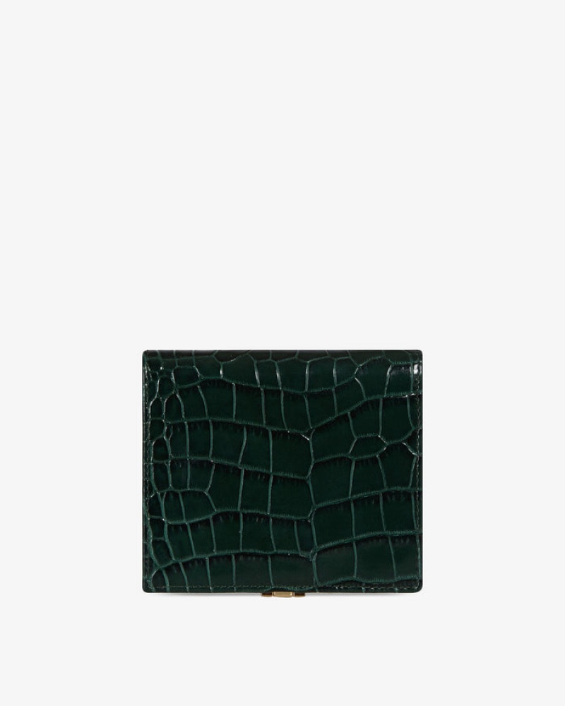 Green Strathberry Crescent Croc-Embossed Leather Wallet | UK IPHV-29574