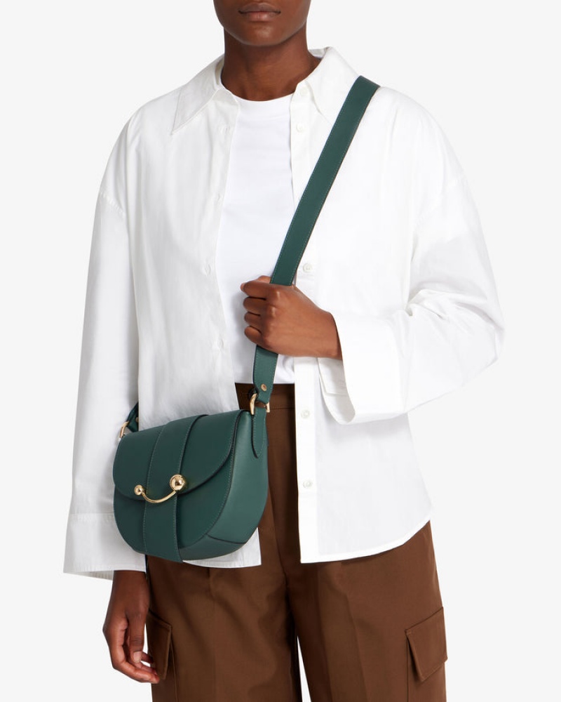 Green Strathberry Crescent Satchel Crossbody Bag | UK NZWR-30294