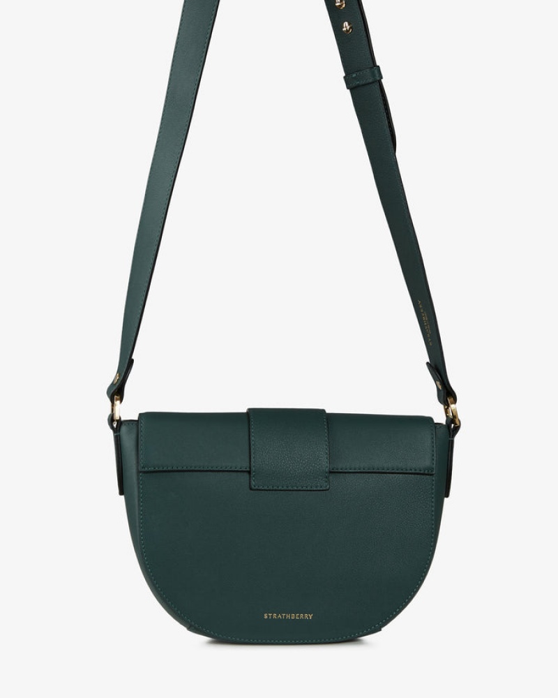 Green Strathberry Crescent Satchel Crossbody Bag | UK NZWR-30294