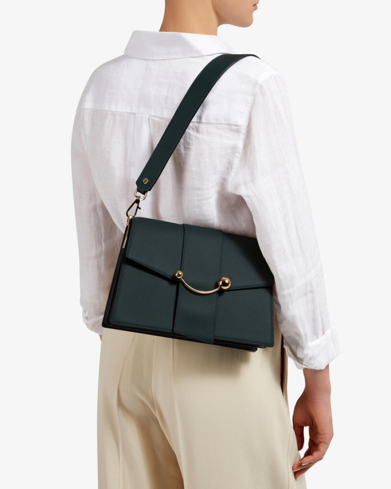 Green Strathberry Crescent Shoulder Bag | UK IDZR-95086