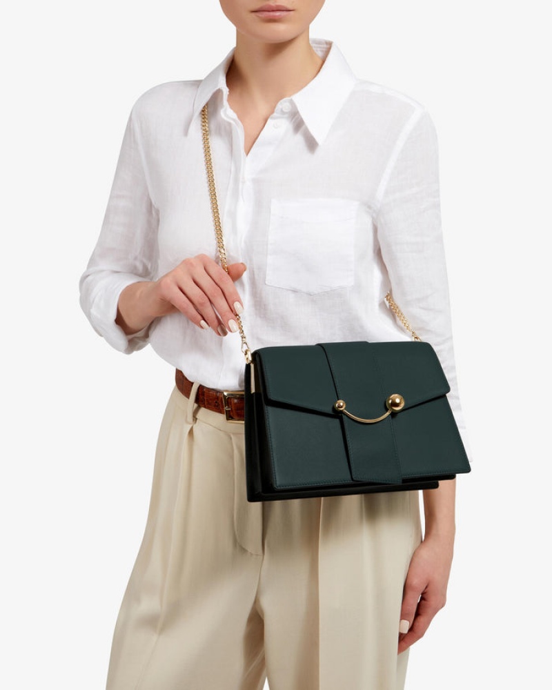 Green Strathberry Crescent Shoulder Bag | UK IDZR-95086