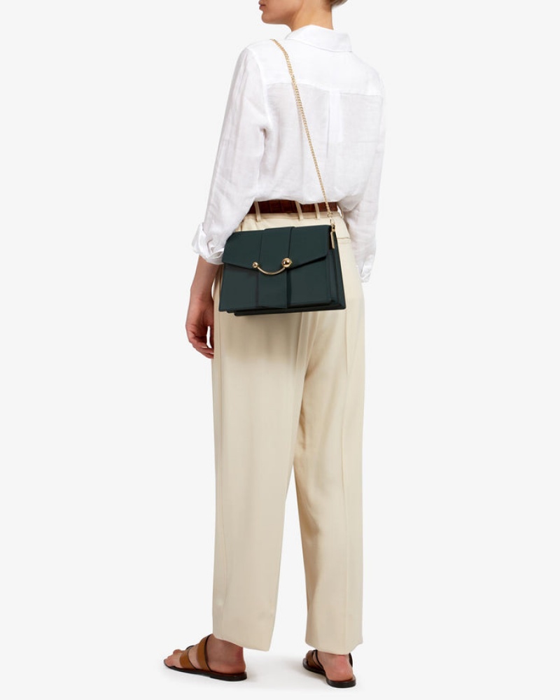 Green Strathberry Crescent Shoulder Crossbody Bag | UK NOWT-43529