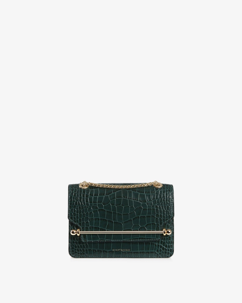 Green Strathberry East/West Croc-Embossed Leather Mini Bag | UK OYHP-39046