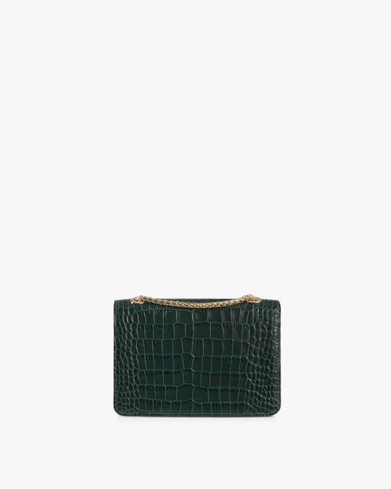 Green Strathberry East/West Croc-Embossed Leather Mini Bag | UK OYHP-39046