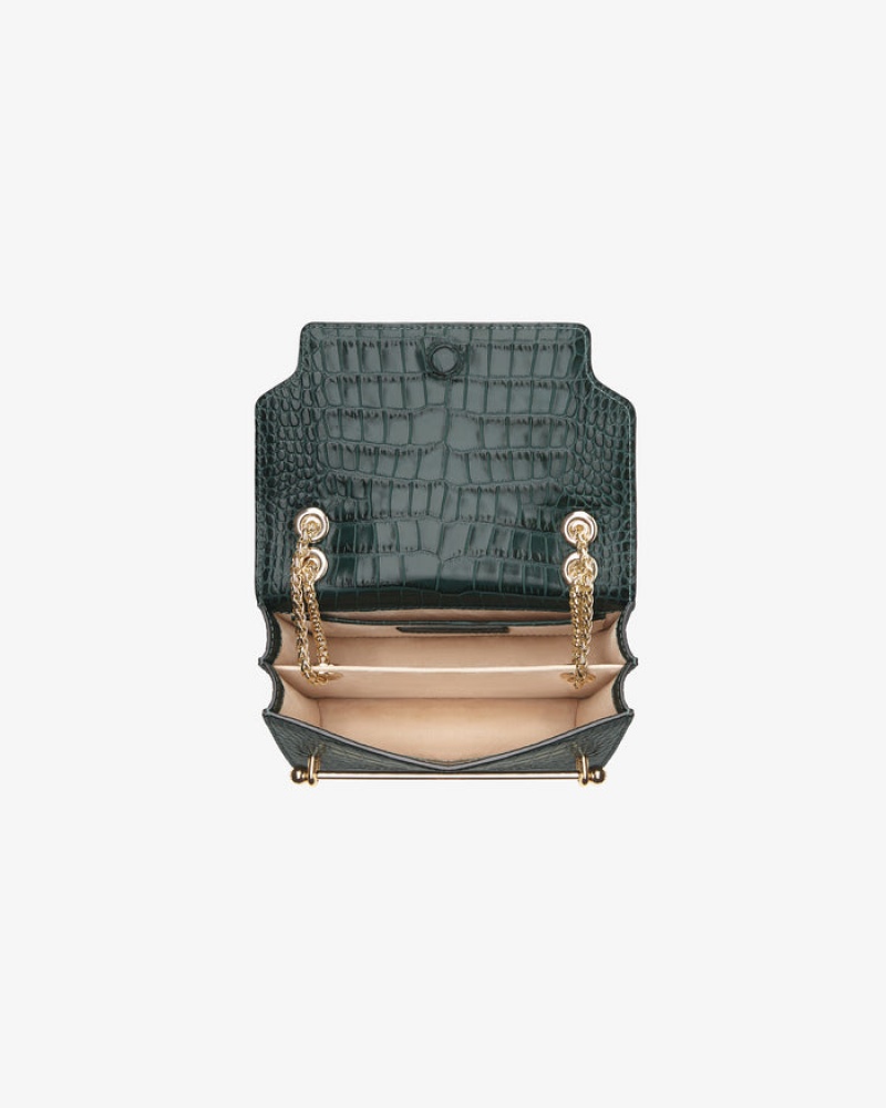 Green Strathberry East/West Croc-Embossed Leather Mini Bag | UK OYHP-39046