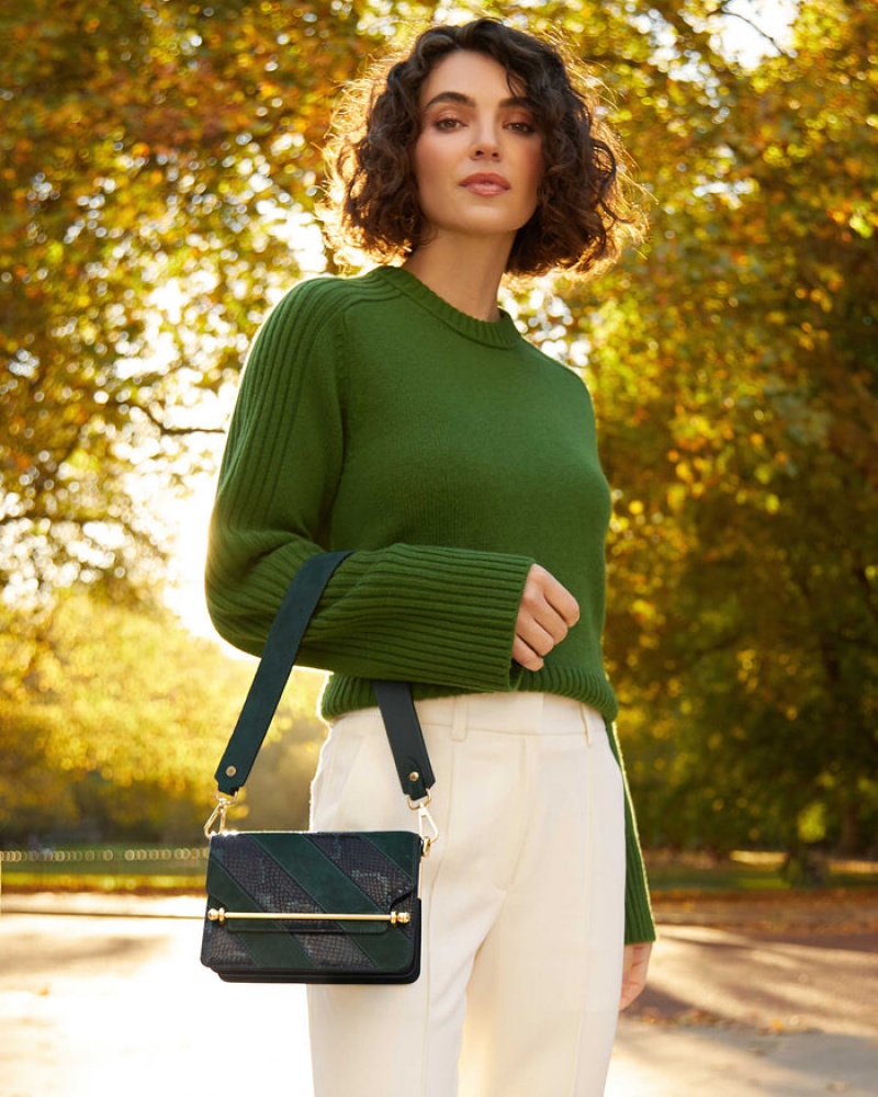 Green Strathberry East/West Mini Crossbody Bag | UK YAZE-70439