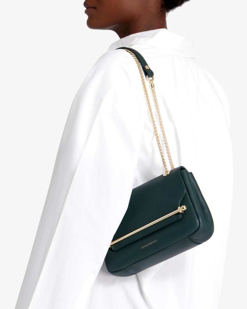 Green Strathberry East/West Mini Soft Crossbody Bag | UK XEPQ-10823