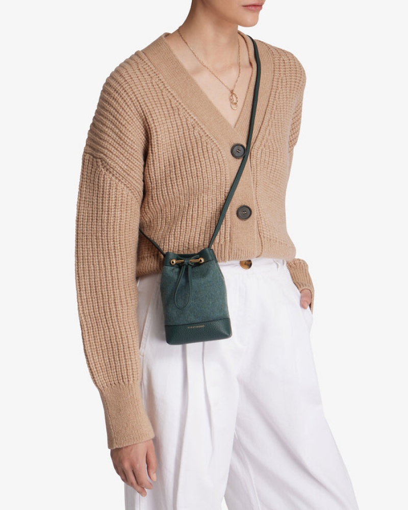 Green Strathberry Lana Osette Pouch Cashmere Wool Crossbody Bag | UK CIZP-47013