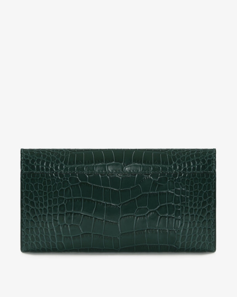 Green Strathberry Multrees Chain Croc-Embossed Leather Wallet | UK FUAX-32815