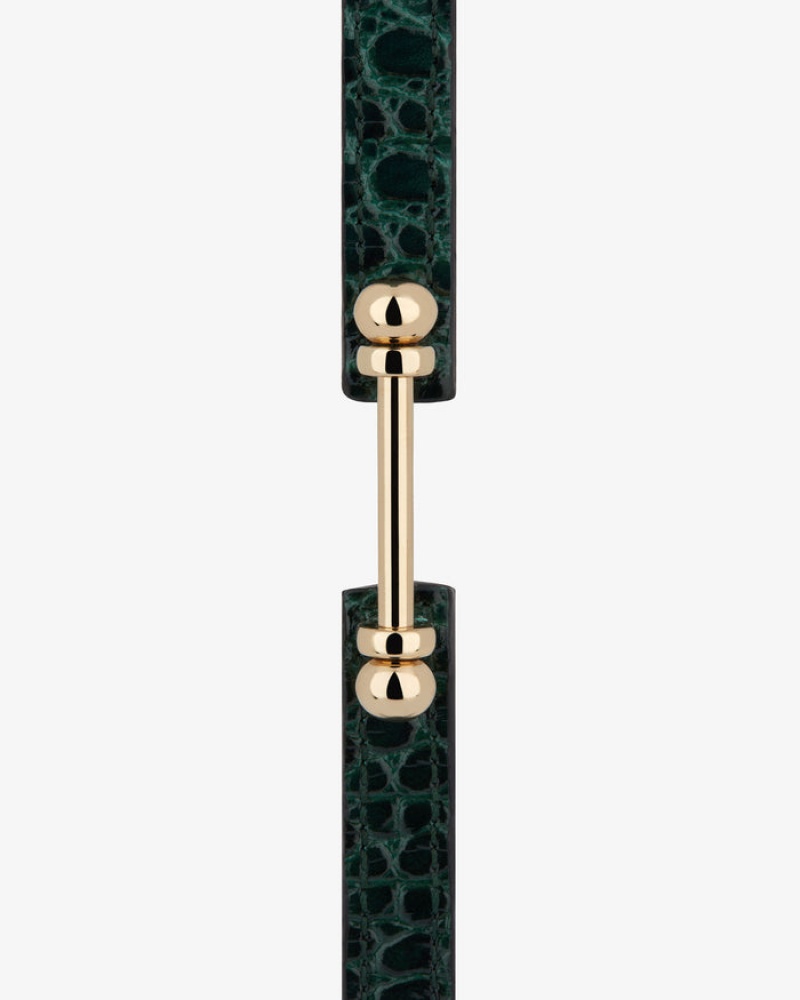 Green Strathberry Music Bar Croc-Embossed Leather Bracelet | UK JCUK-60953