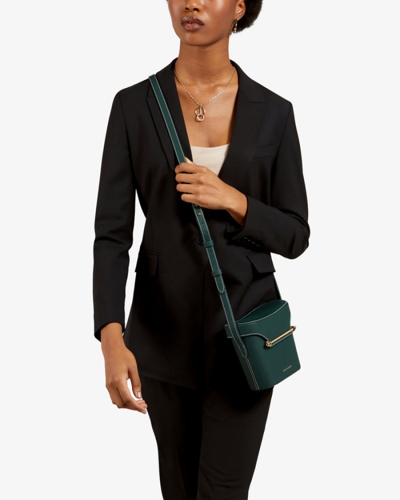 Green Strathberry Safari With Stitch Crossbody Bag | UK BLEV-15769