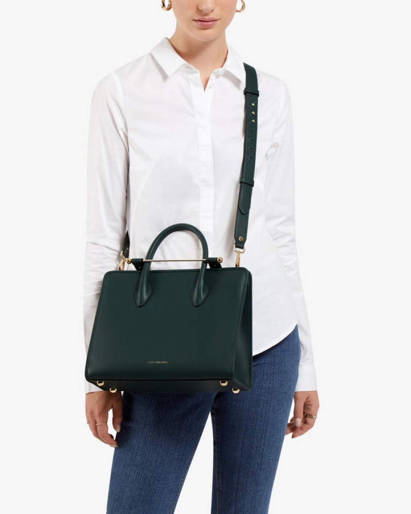 Green Strathberry The Midi Tote Crossbody Bag | UK YHJX-45301