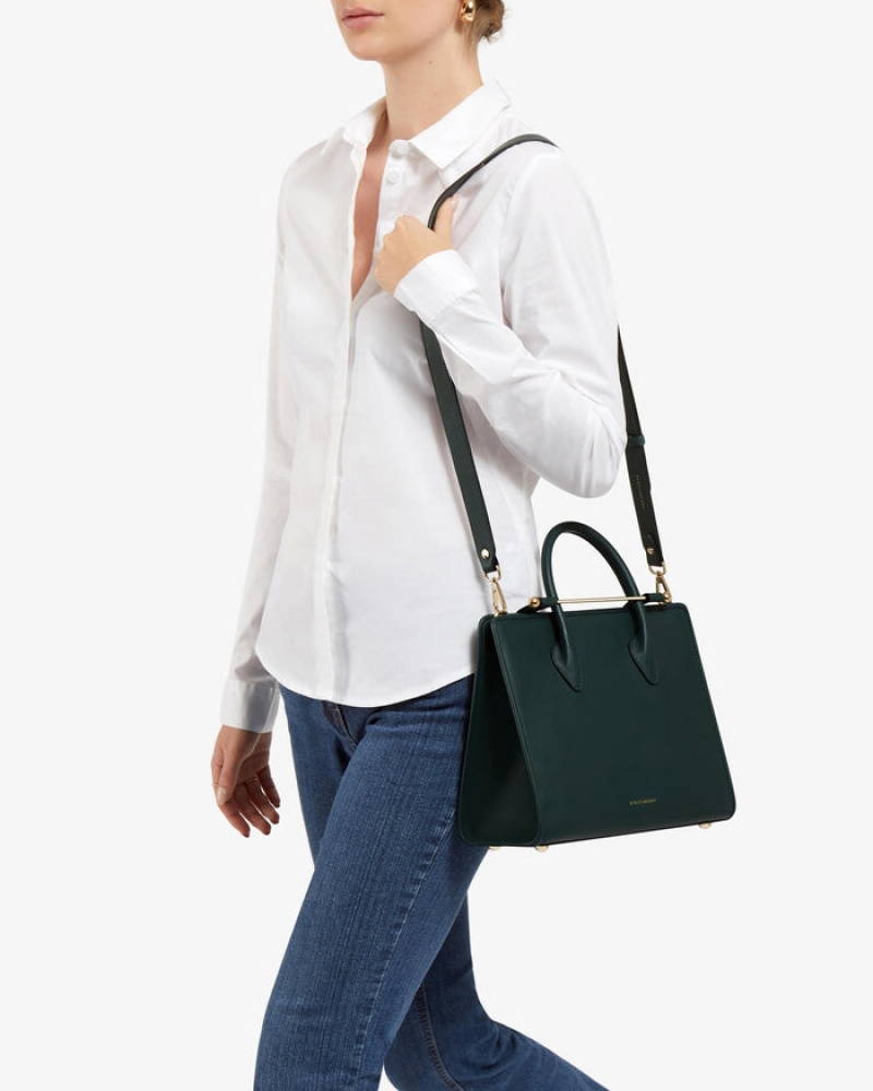 Green Strathberry The Midi Tote Crossbody Bag | UK YHJX-45301