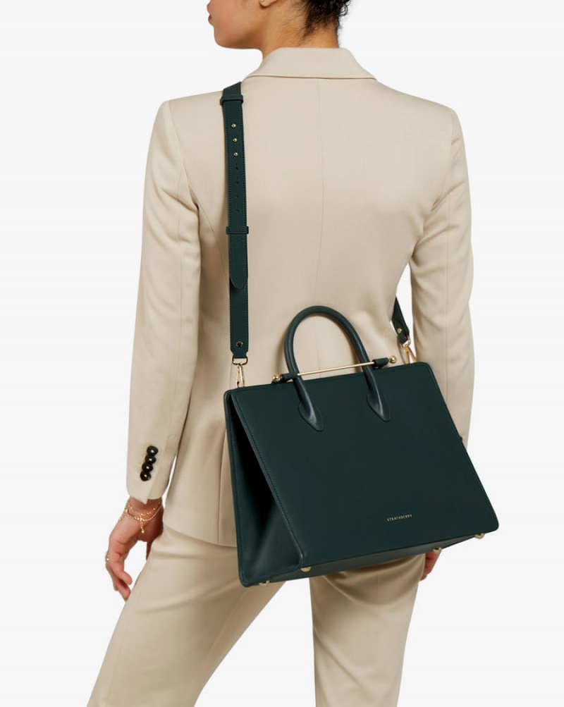 Green Strathberry The Tote Top Handle Bag | UK MGHK-64190