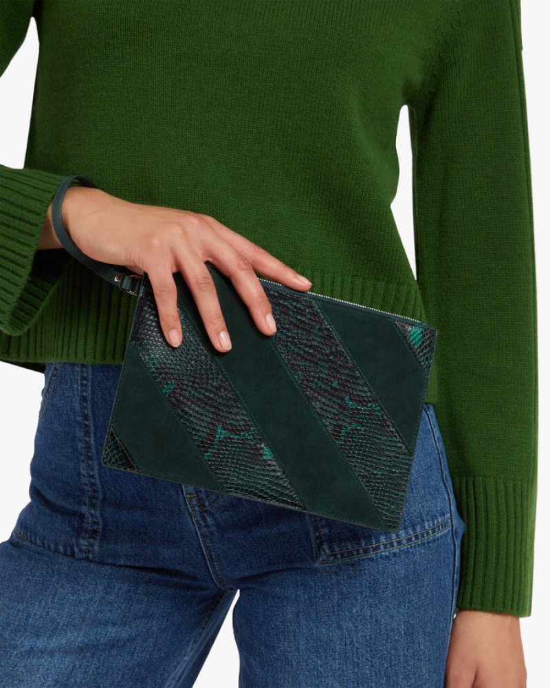 Green Strathberry Wristlet Clutch Bag | UK EGBX-93408