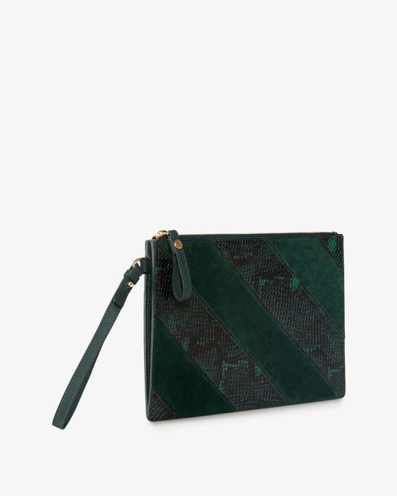 Green Strathberry Wristlet Clutch Bag | UK EGBX-93408