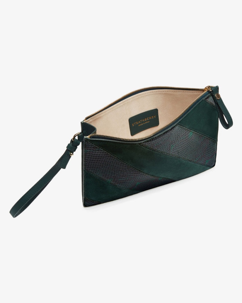 Green Strathberry Wristlet Clutch Bag | UK EGBX-93408