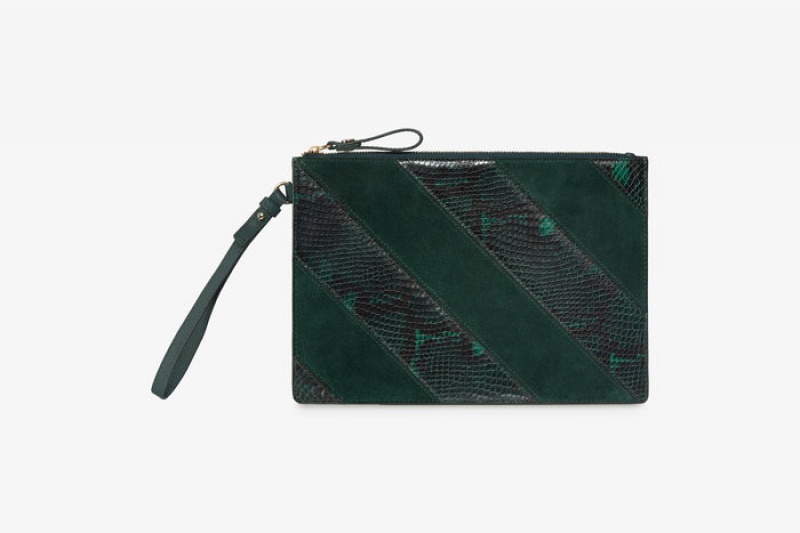 Green Strathberry Wristlet Clutch Bag | UK EGBX-93408