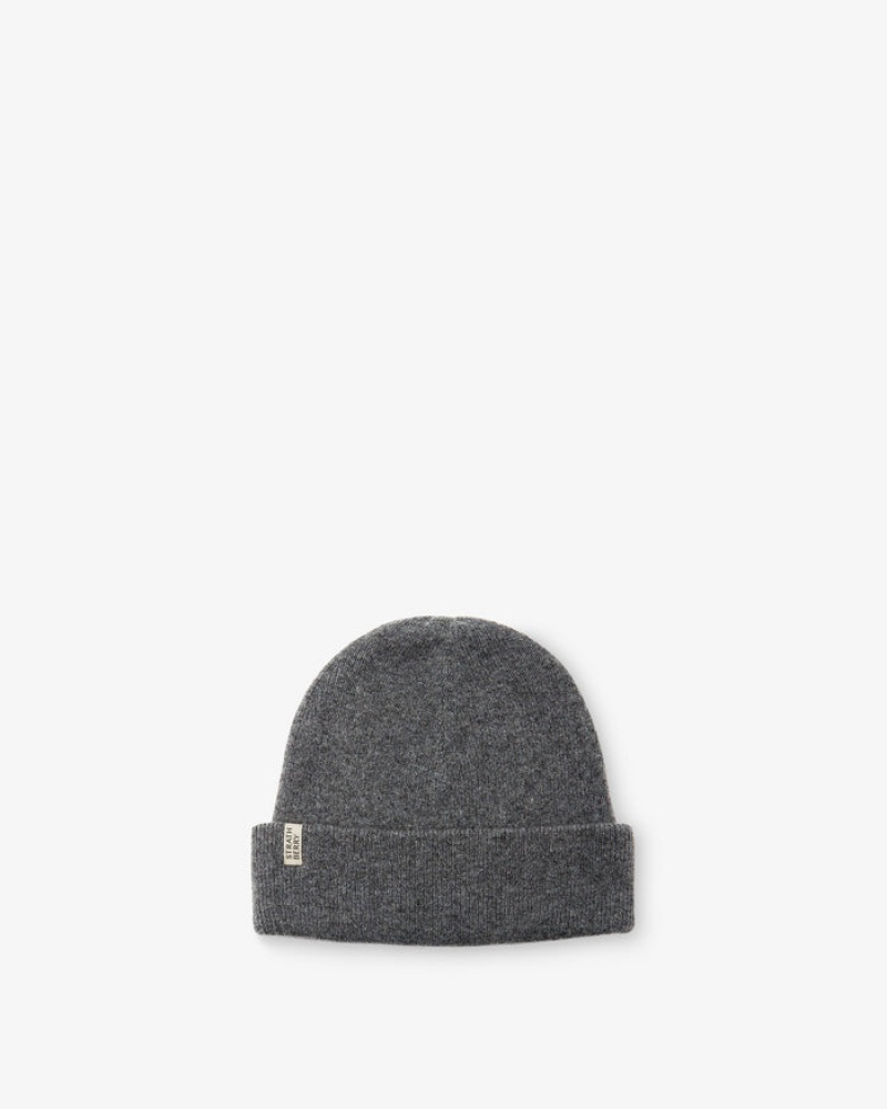 Grey Strathberry Cashmere Ribbed Beanie | UK NDFB-97610