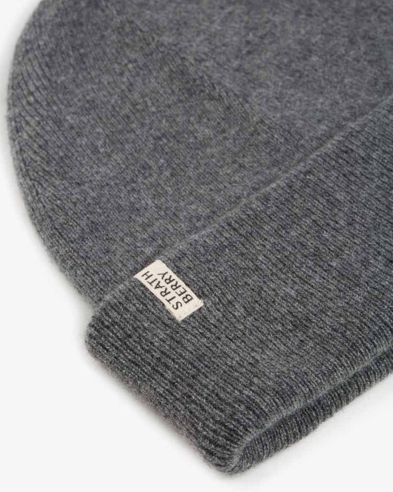 Grey Strathberry Cashmere Ribbed Beanie | UK NDFB-97610