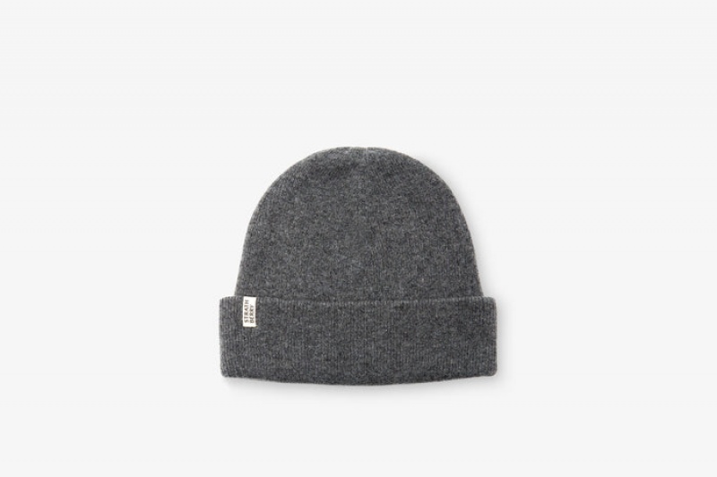 Grey Strathberry Cashmere Ribbed Beanie | UK NDFB-97610